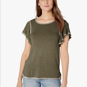 Max Studio Womens Jersey Ruffle Sleeve Top